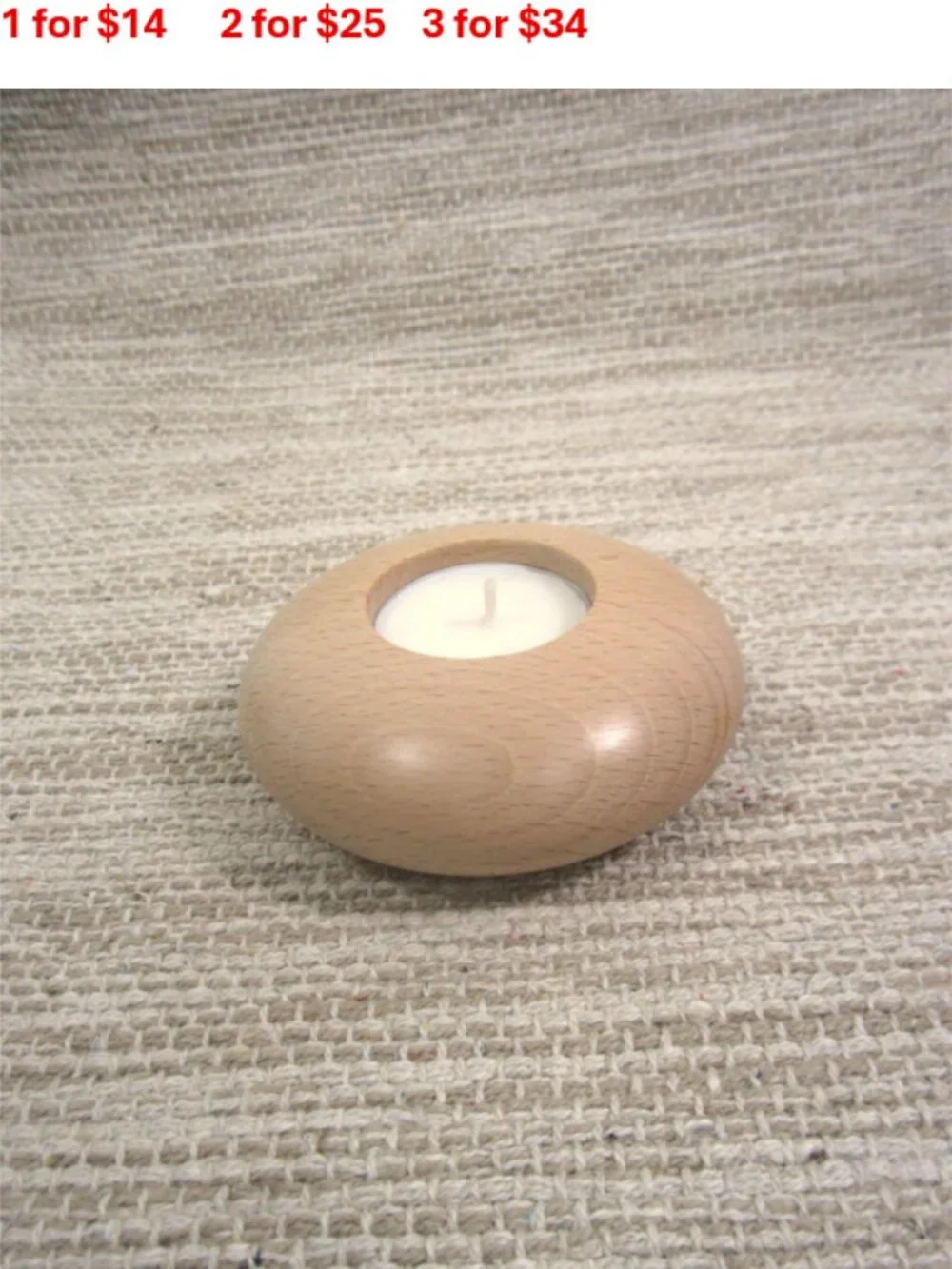 NEW Oak or Ash Wood Turned Tea Light Candle Holder Contemporary MCM Round Lite